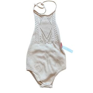 Bailey's Blossoms Romper halter Toddler 5T Cream boho cottagecore snap close